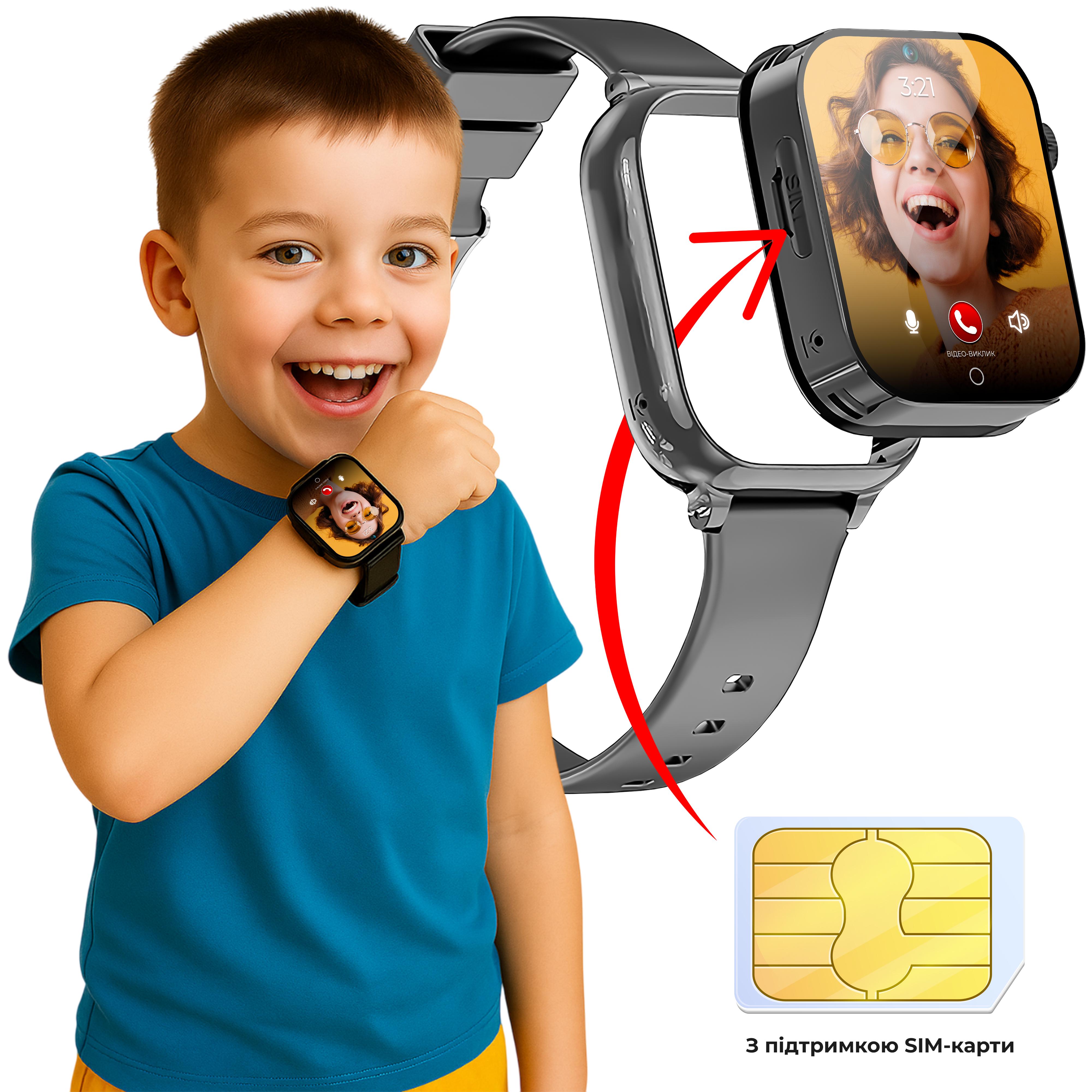 Смарт-часы детские JETIX G100 4G со сменным корпусом в комплекте Черный/Синий/Желто-синий (G100-B) - фото 3