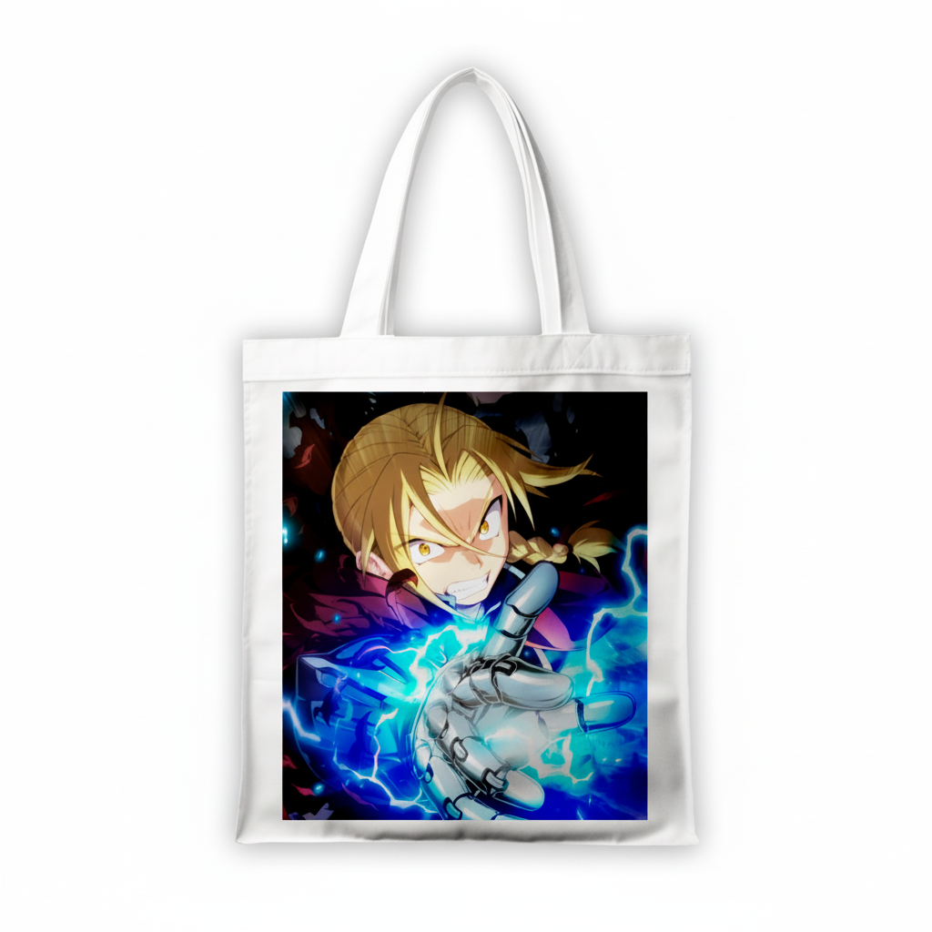 Сумка-шопер Fullmetal Alchemist Эдвард Элрик из льна Белый (6757)