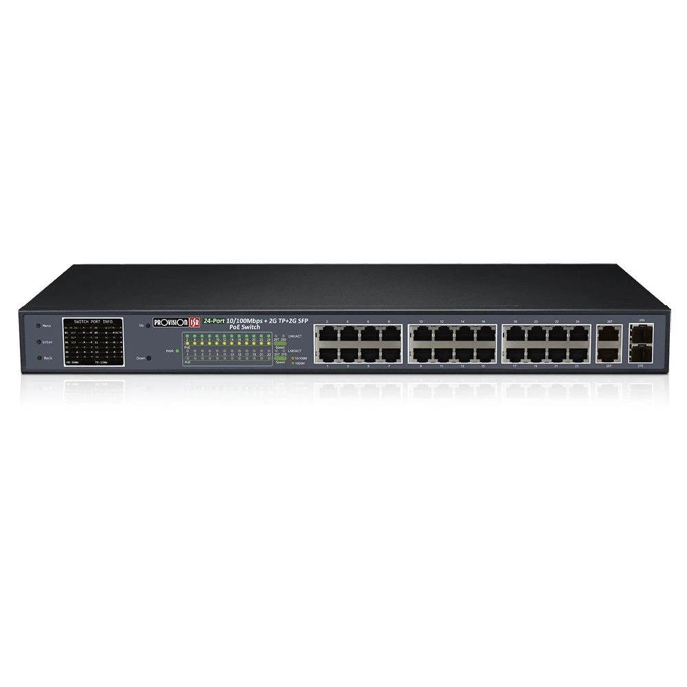 Коммутатор неуправляемый PoE Provision-ISR PoES-24370CL+2G+2SFP с 24 портами PoE