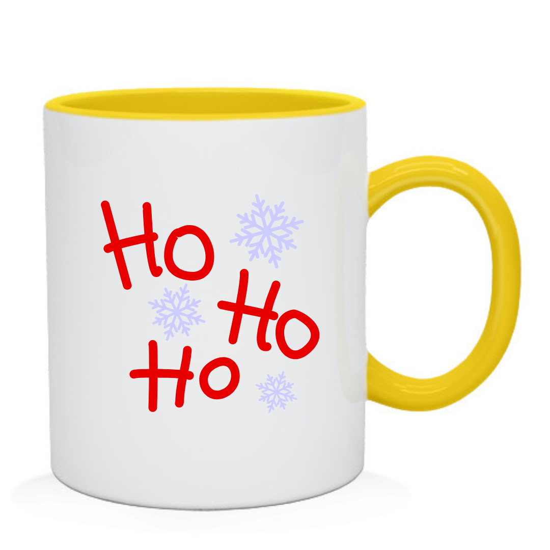 Чашка с принтом Ho ho ho 330 мл Белый с желтым (001178)