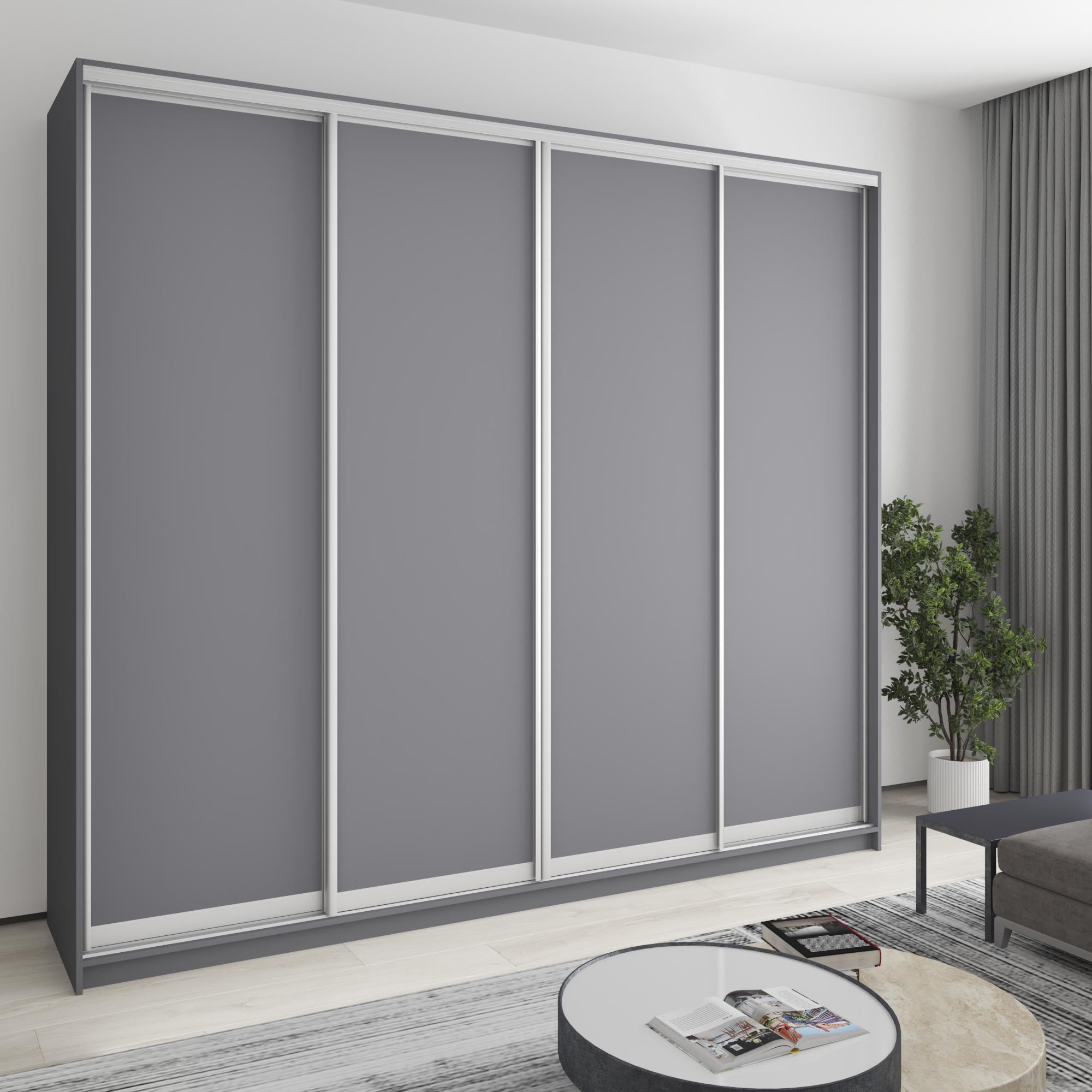 Шкаф-купе четырехдверный MebelStar Комбо AL 4 ДСП 270x45x240 см Антрацит (MBS-13260) Шкаф-купе четырехдверный MebelStar Комбо AL 4 ДСП 270x45x240 см Антрацит (MBS-13260)