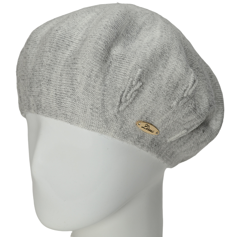 Берет женский Lirus Смородина двойной тонкой вязки Светло-серый
