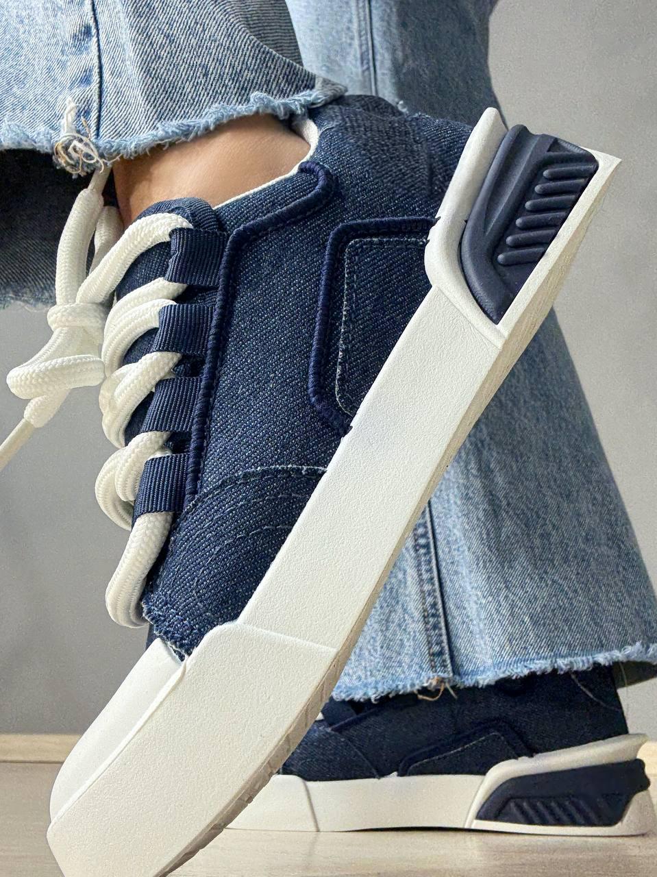 Кеди жіночі Violeta 143-46 джинсові на шнурівці р. 39 Синій/Білий (5043) - фото 5