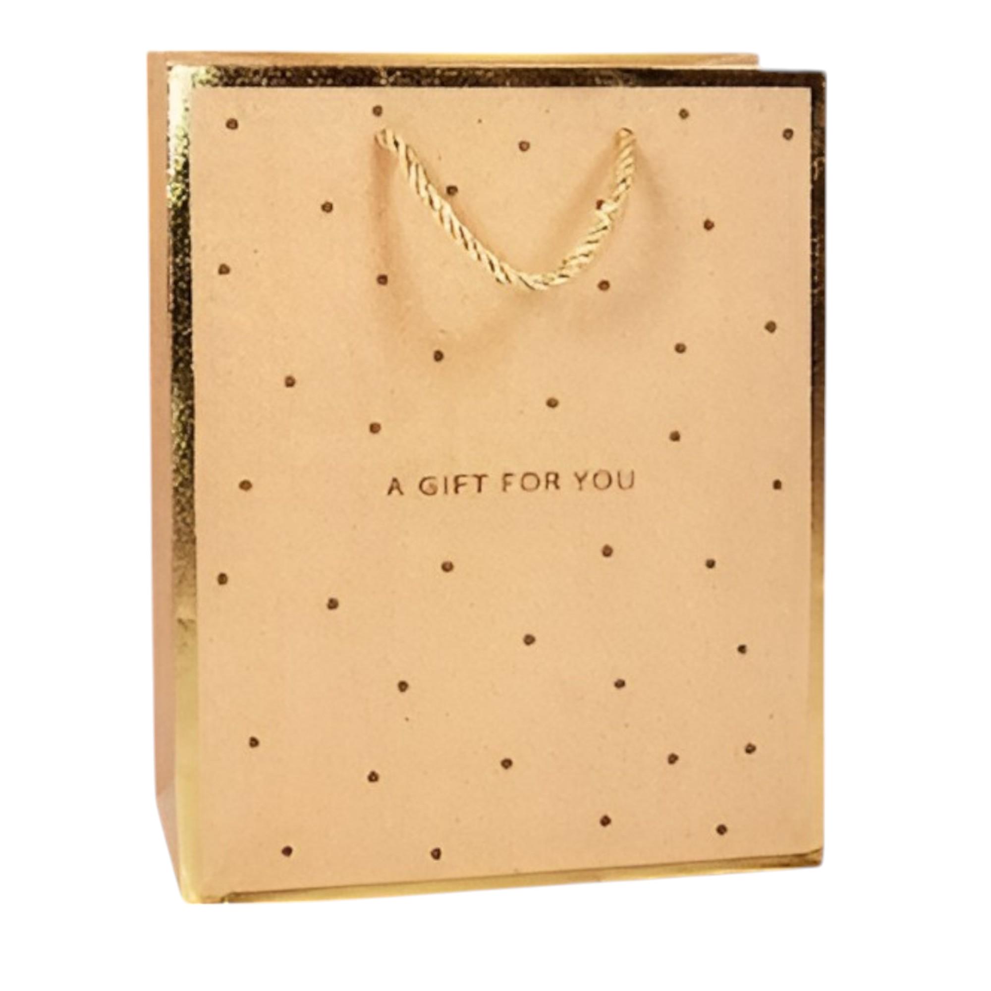 Подарочный пакет с ручками Stenson For You №3 18х23х8 см Коричневый с золотым (R95504-S)