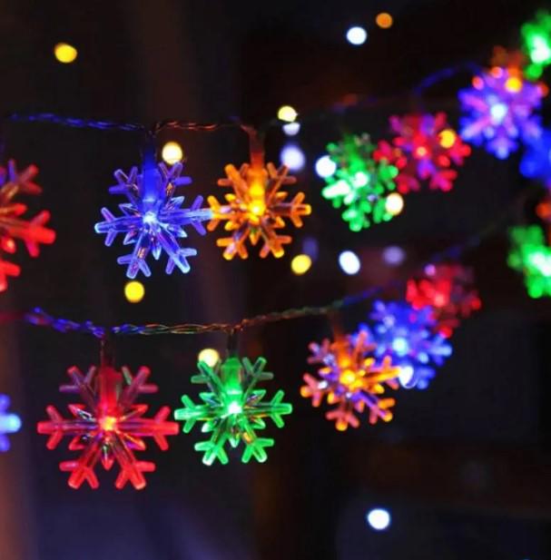 Ліхтарі світлодіодні Різдвяна сніжинка 2 м Різнокольоровий (AWN-00004) Ліхтарі світлодіодні Різдвяна сніжинка 2 м Різнокольоровий (AWN-00004)