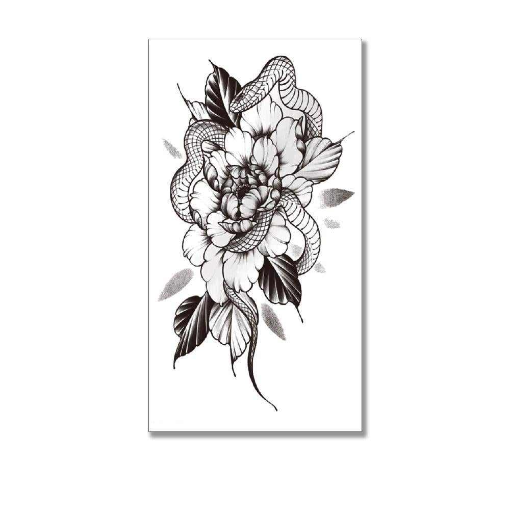 Тату тимчасове водостійке 3D велике Змія з квіткою XQB-359 19х10 см (4506419)