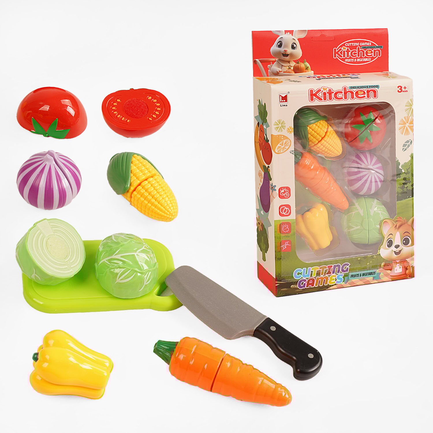 Набор игровых продуктов на липучке разрезные овощи чем досточка 1294 (24177)