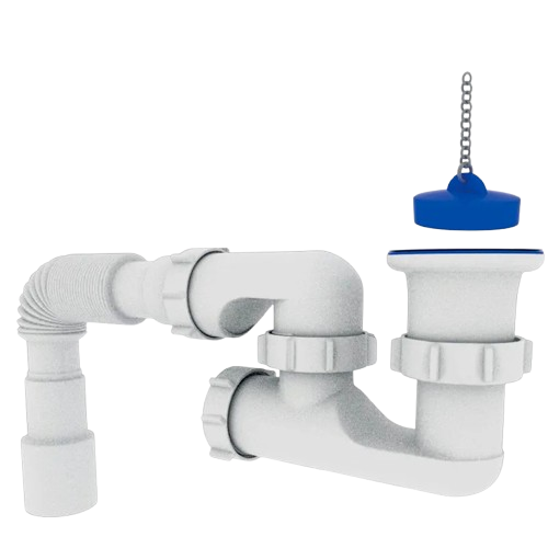 Сифон для поддона Zerix SD-02 1 1/2" с пробкой с ревизией выпуск 70 мм Белый (ZX4962)