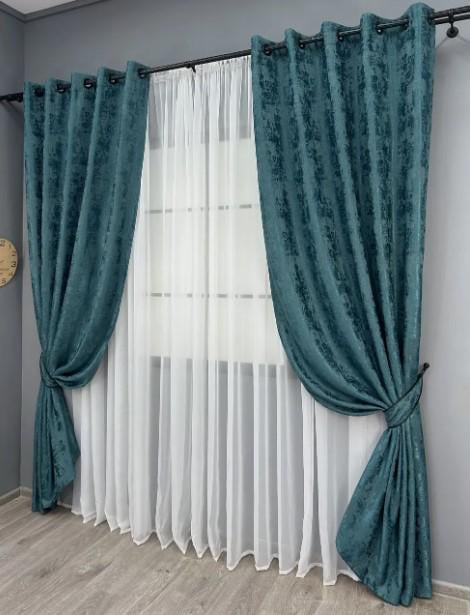 Комплект штор на люверсах Sultan YL жакард 1,5х2,5 м 2 шт. Лазурний (1546ш 37-0253) - фото 2