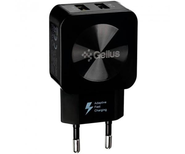 Пристрій зарядний мережевий Gelius Ultra Prime GU-HC02 2USB 2,1 A/Cable Type-C Black