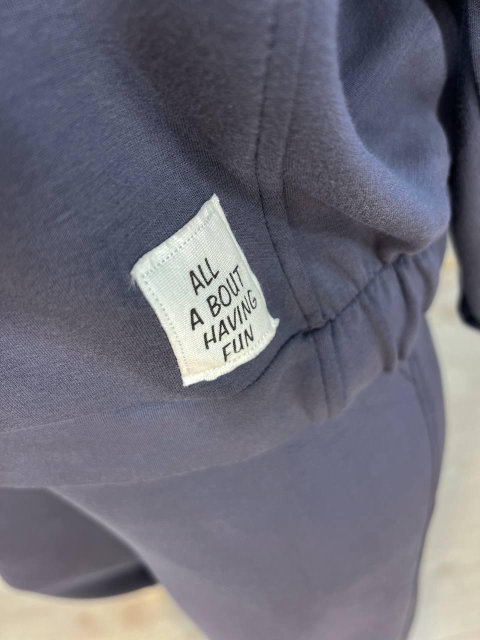 Костюм женский CREP 82287 бифлекс свитшот и брюки палаццо M Графитовый (1613) - фото 4