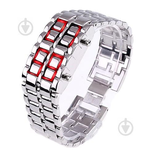 Часы-браслет Led Watch Iron Samurai, Серебристый с красными светодиодами ( IBW012SR )