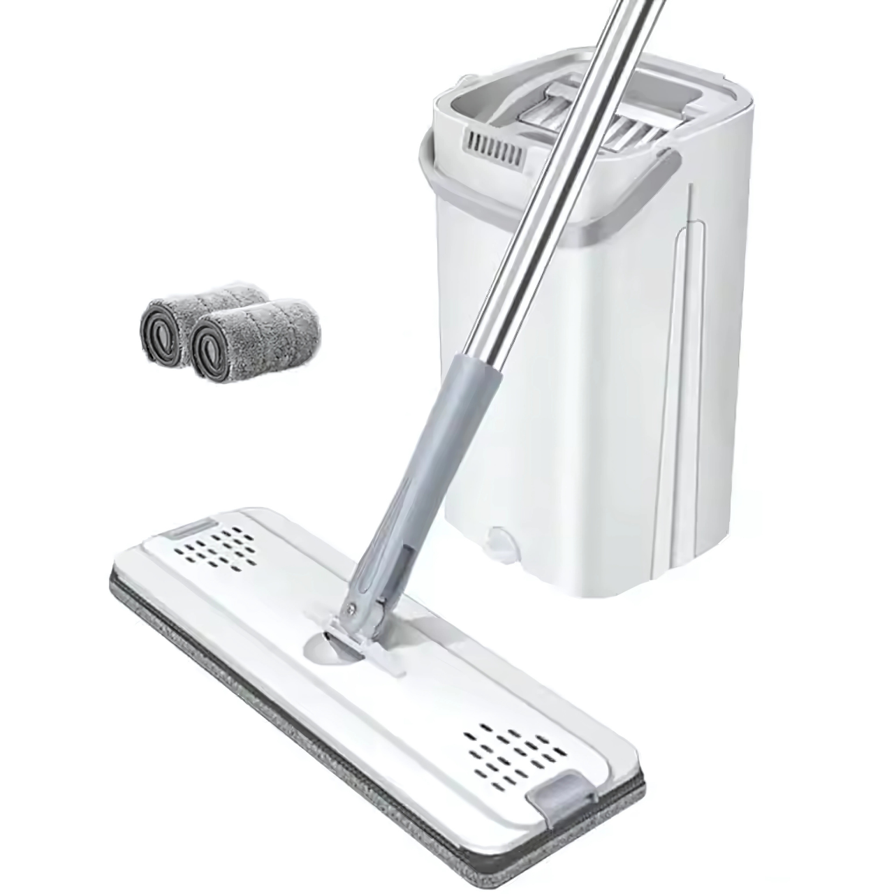 Комплект для домашнього прибирання швабра ледар 360°/віджимне відро 6 л Біло-сірий (3795572270)