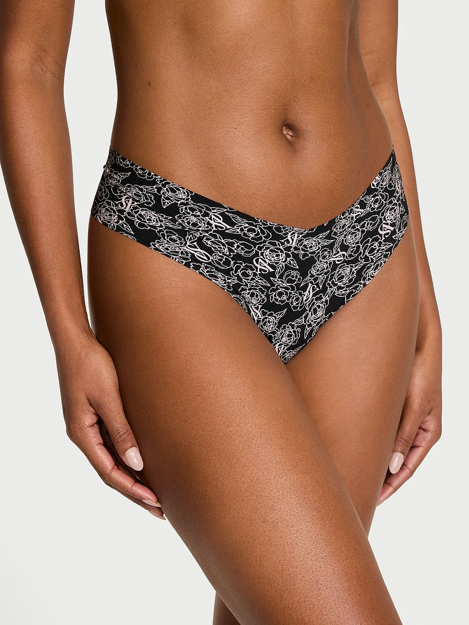 Трусики танга безшовні Victoria's Secret No-Show Thong Panty S Чорний (27067161)