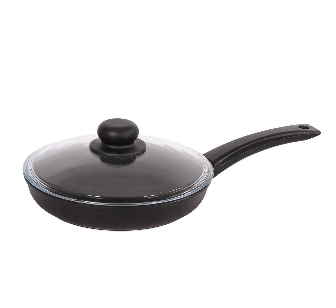 Сковорода з антипригарним покриттям та скляною кришкою Биол Оптима 24 см (2404ПС)