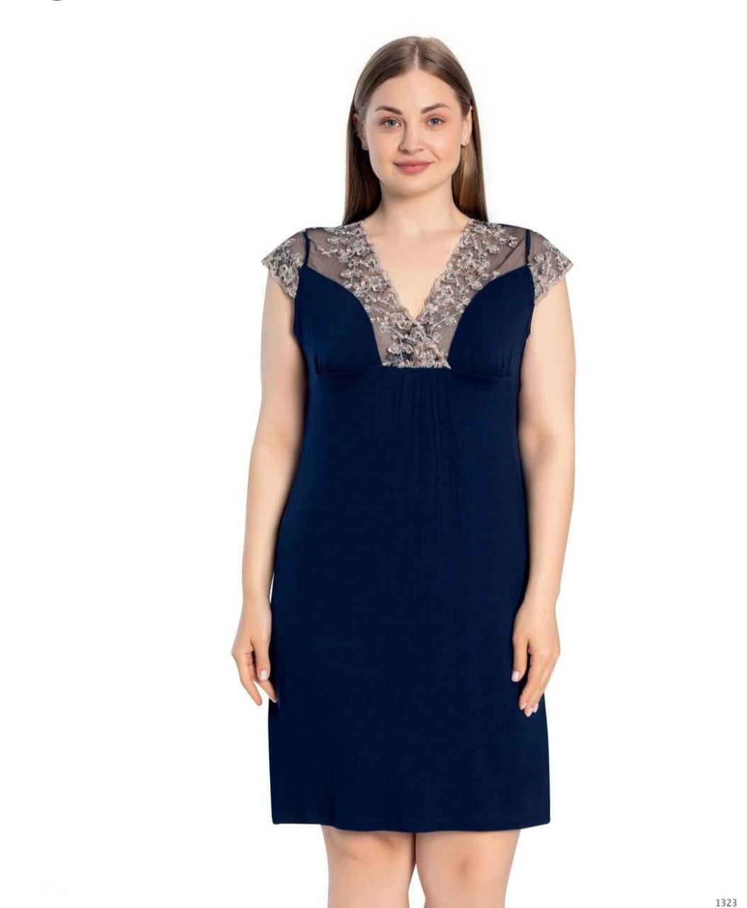 Ночная рубашка с кружевом Cotpark 10353-Bk 2XL Синий Ночная рубашка с кружевом Cotpark 10353-Bk 2XL Синий