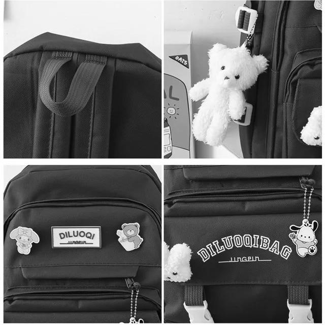 Рюкзак школьный набор DILUOQI 5в1 подростковый для девочки 5-11 класс сумка-шоппер/клатч/пенал Черный (28110614) - фото 8 Рюкзак школьный набор DILUOQI 5в1 подростковый для девочки 5-11 класс сумка-шоппер/клатч/пенал Черный (28110614) - фото 8