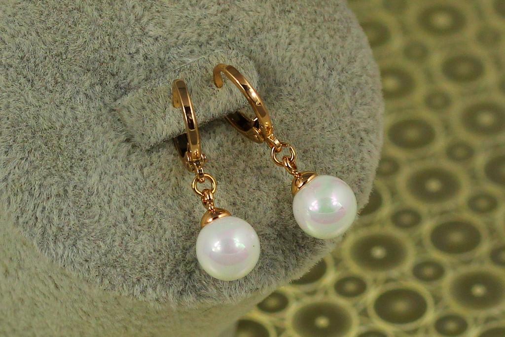 Серьги подвески Xuping Jewelry шарики с жемчугом 8 мм 2,7 см Золотистый (2496457080)