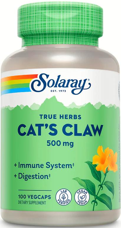 Добавка натуральная Кошачий коготь Solaray Cats Claw Bark 500 мг 100 вегетарианских капсул