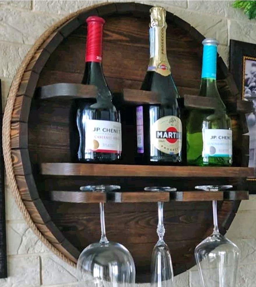 Полка для вина настенная из дерева Нумата Капучино (ПНК-011509)