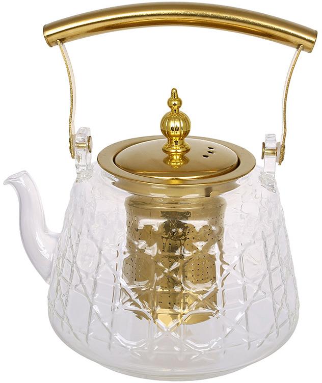 Чайник стеклянный заварочный Clear 1200 мл с металлическим фильтром (B490)