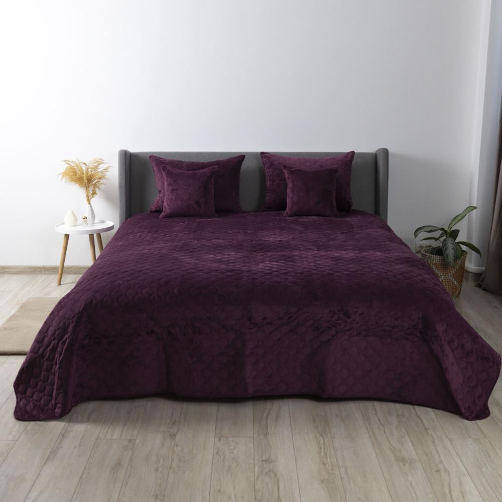 Покривало ТЕП Velour Ромб круглий 150x210 см Бордовий (9679)