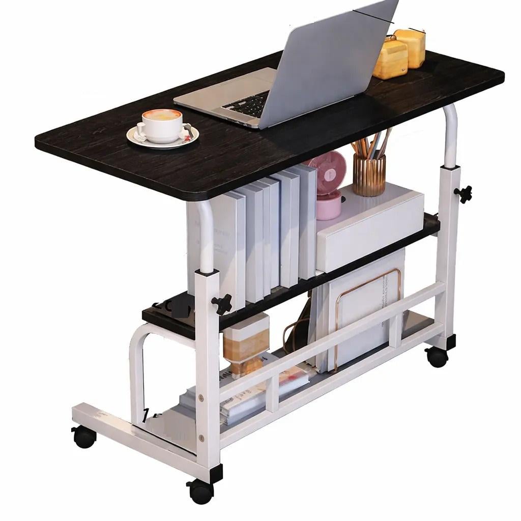 Стол компьютерный на колесиках с регулировкой высоты 60х40х60-85 см Черно-белый (17566)