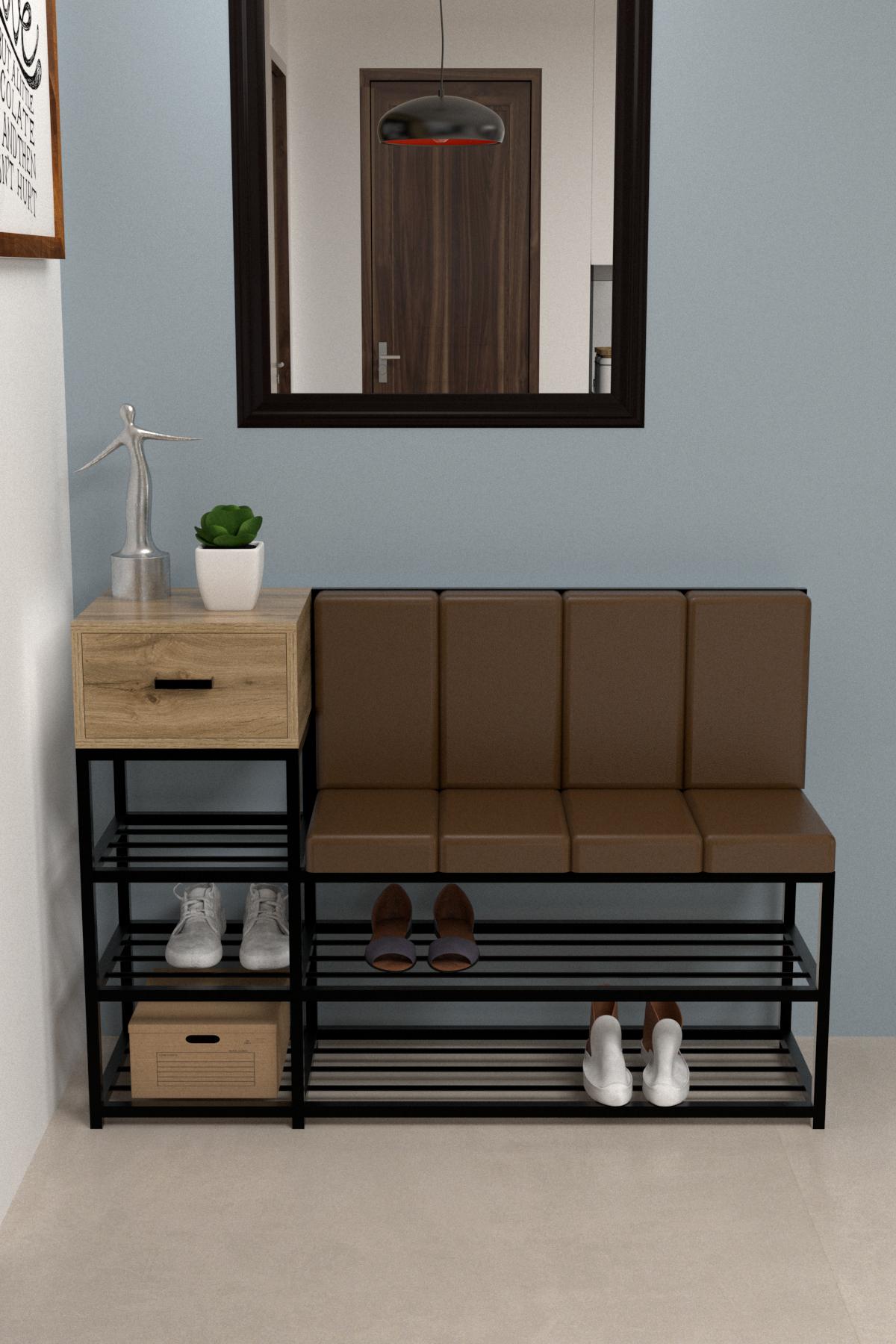 Полка для обуви EcoLoft Уивер PU-1229-2 в стиле лофт Коричневый (PU-1229-2)