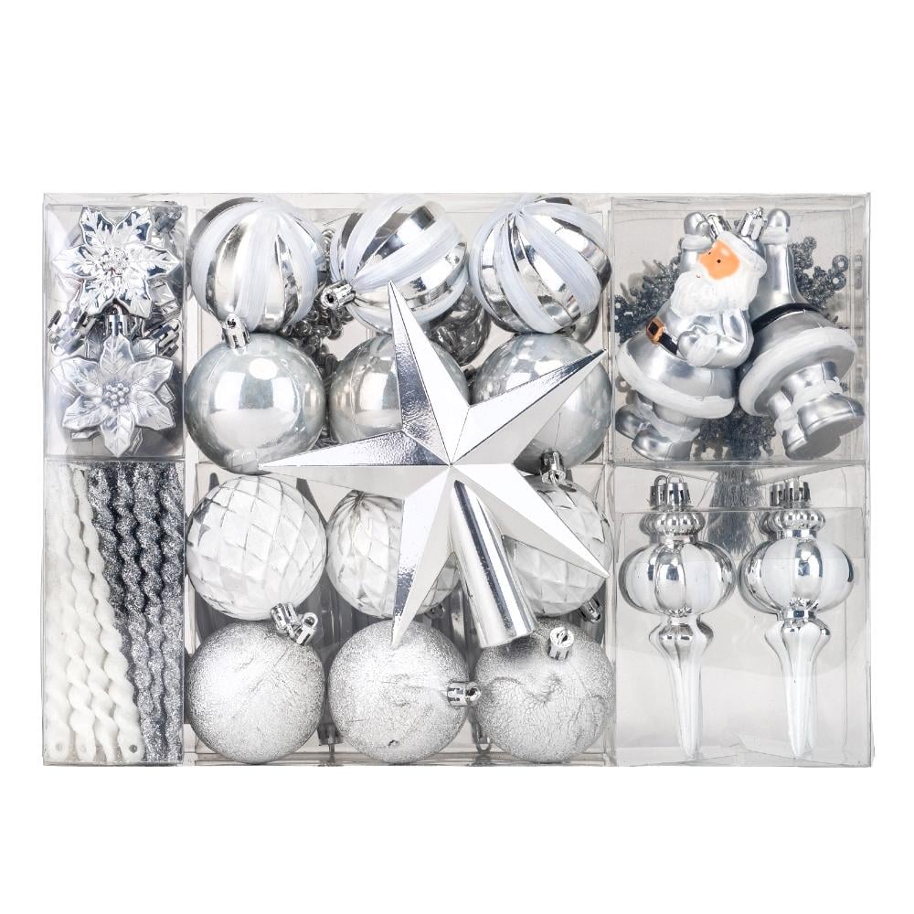 Набір ялинкових іграшок для декору Полярна Зоря 88 шт. з пластику в коробці Срібний (147-81-9125-042) - фото 1