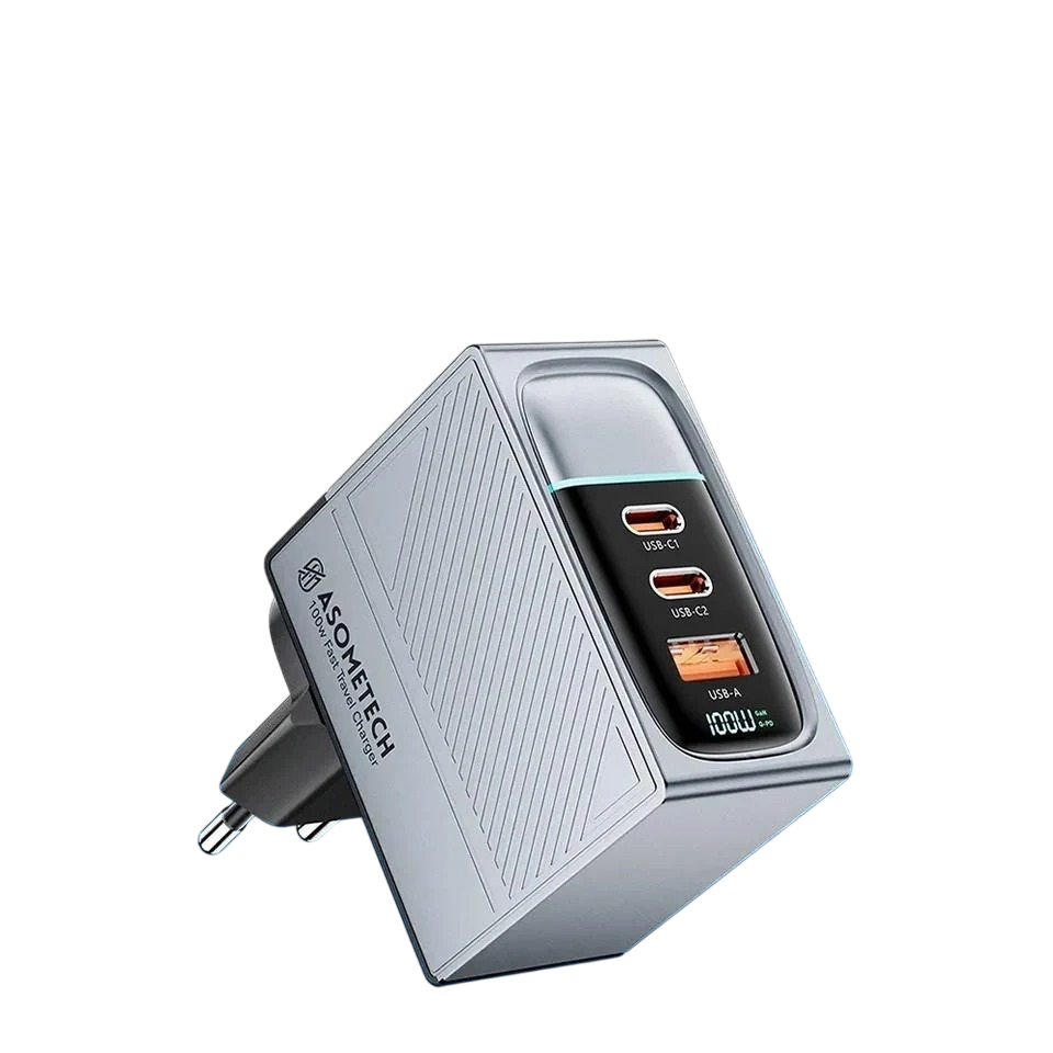 Зарядний пристрій мережевий Asometech 100W 1USB/2Type-C з дисплеєм (25397252)