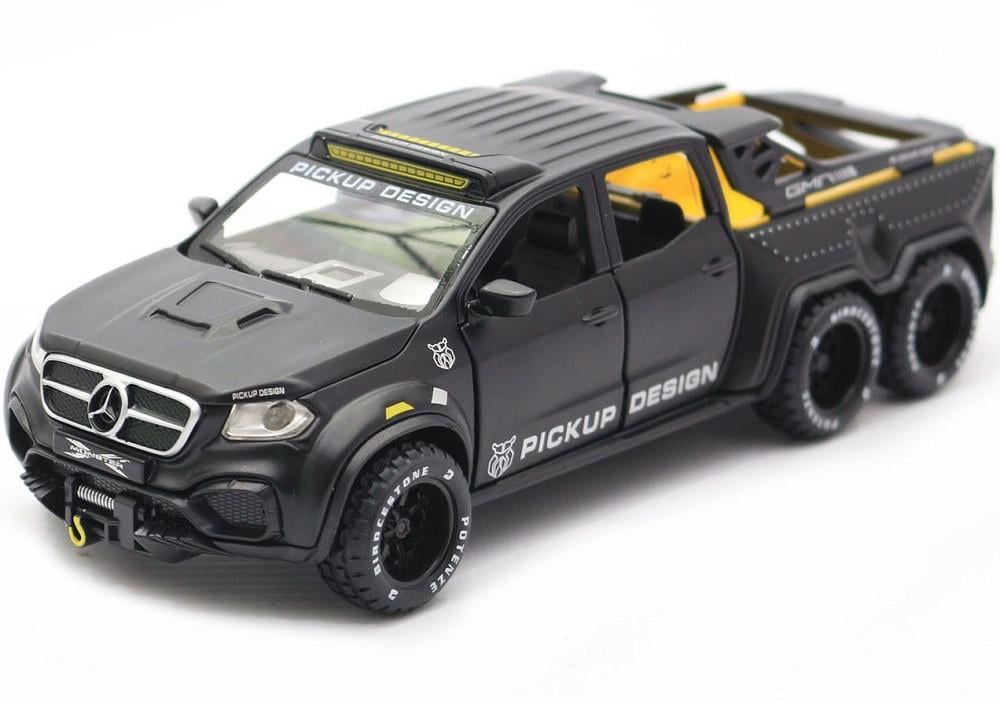 Игрушечная машинка-модель металлическая Mercedes-Benz X-Class 6x6 Pickup Custom EXY Monster 1:32 инерционная со светом/звуком Черный (35418791)
