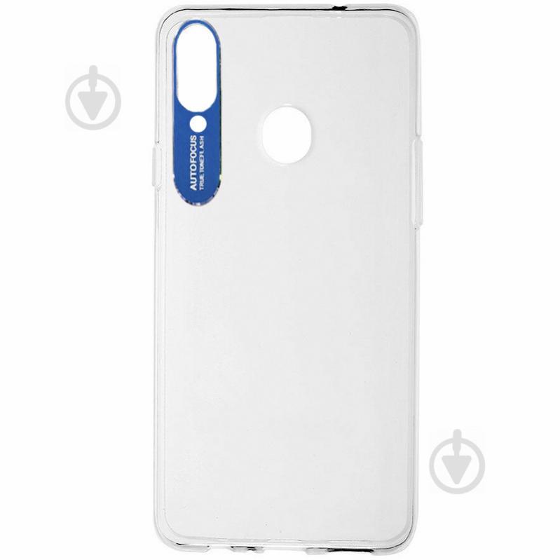 TPU чохол Epik clear flash Samsung Galaxy A20s Безбарвний / Синій (785952)