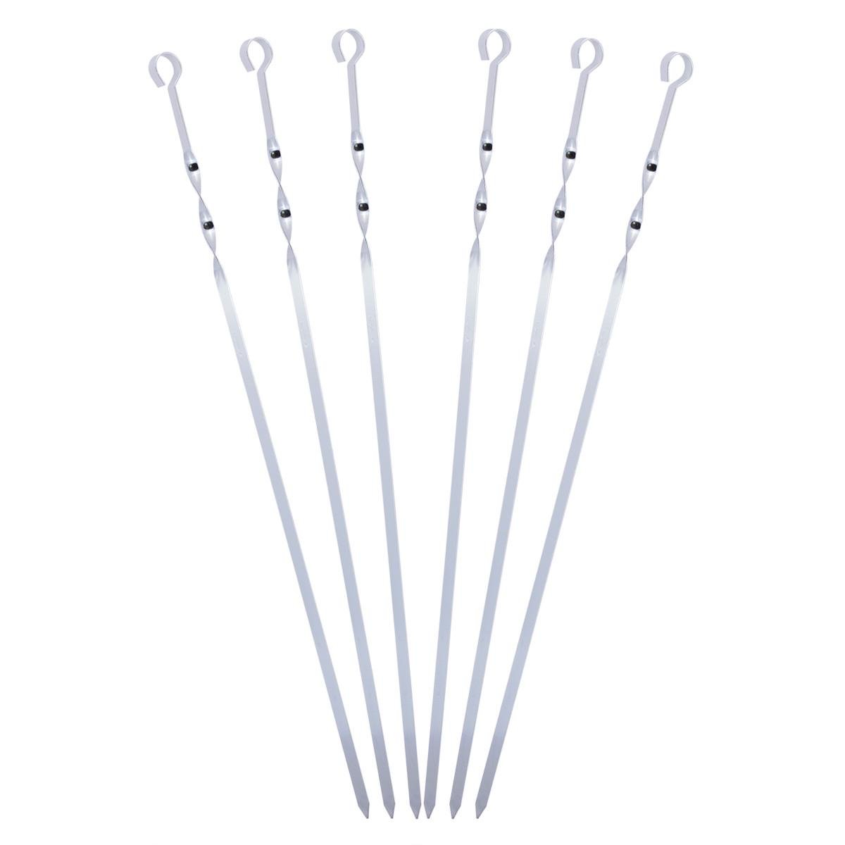 Набор плоских шампуров Скаут КМ-0713 из хромированной стали 60 см 6 шт. Стальной (150-84-0713)