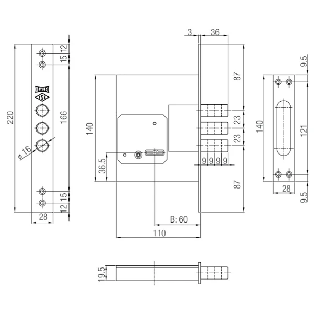 Замок врізний Kale 257L сувальдний 5 кл 60 мм (560100083) - фото 3 Замок врізний Kale 257L сувальдний 5 кл 60 мм (560100083) - фото 3