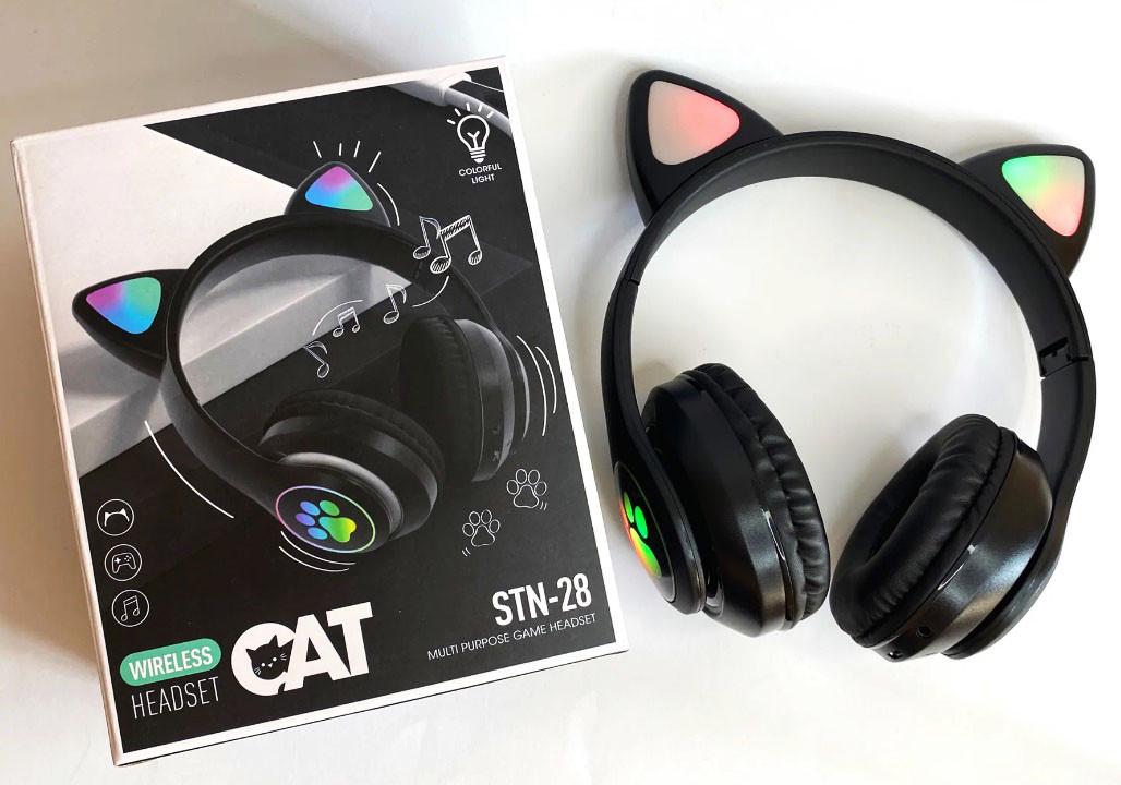 Наушники детские Cat Ear STN-28 Bluetooth с светящимися кошачьими ушками Черный (2054642168) - фото 9