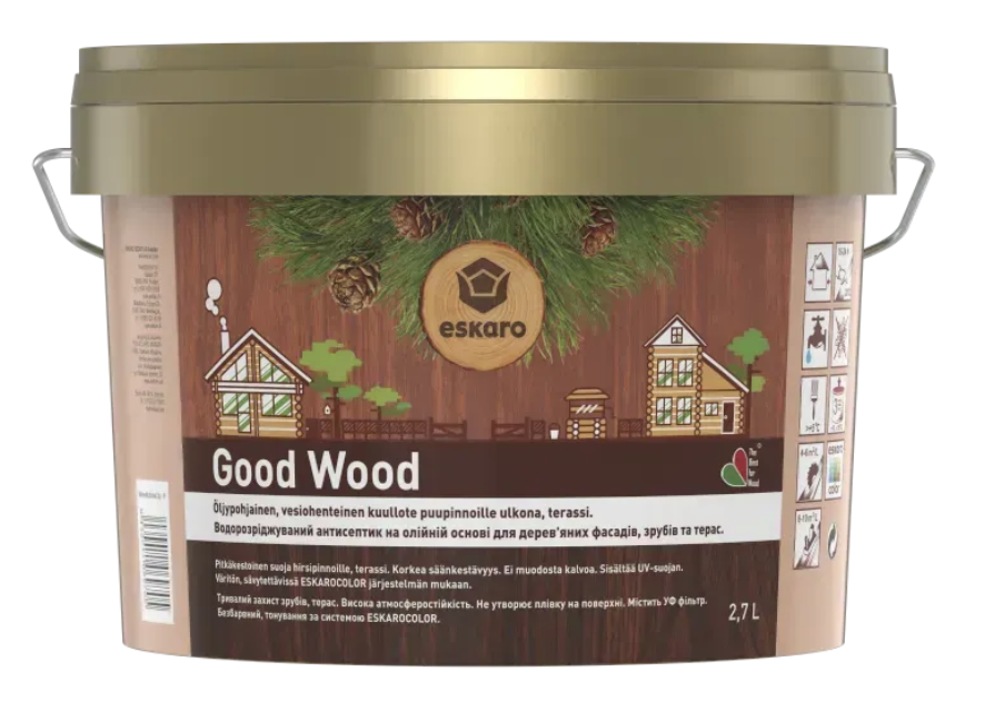 Олія антисептична для дерев'яних зрубів Eskaro GOOD WOOD 2,7 л (1702161945) - фото 1