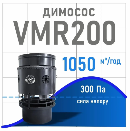 Дымосос на трубу VMR 200 1050 м3/ч 300 Па крышный/термостойкий гибридный/нержавейка - фото 2 Дымосос на трубу VMR 200 1050 м3/ч 300 Па крышный/термостойкий гибридный/нержавейка - фото 2