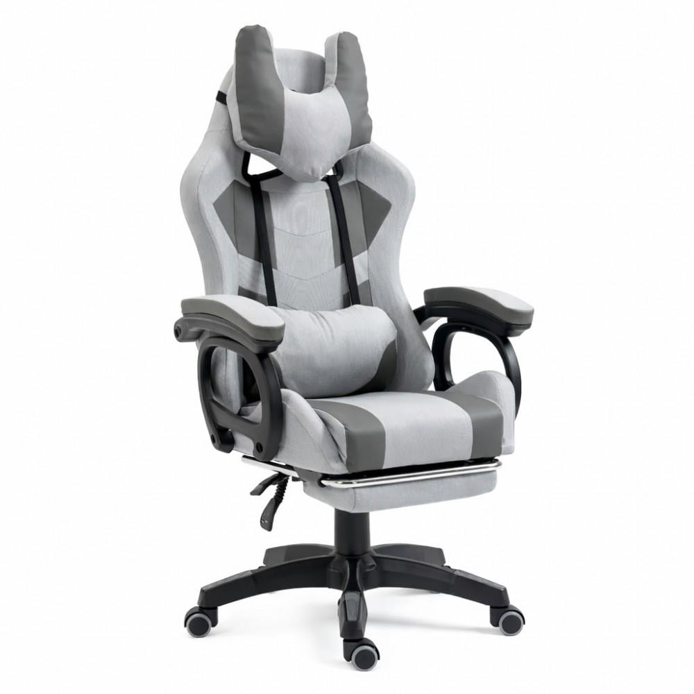 Кресло геймерское из ткани Bonro B-146 с подставкой для ног Серый (42401177)