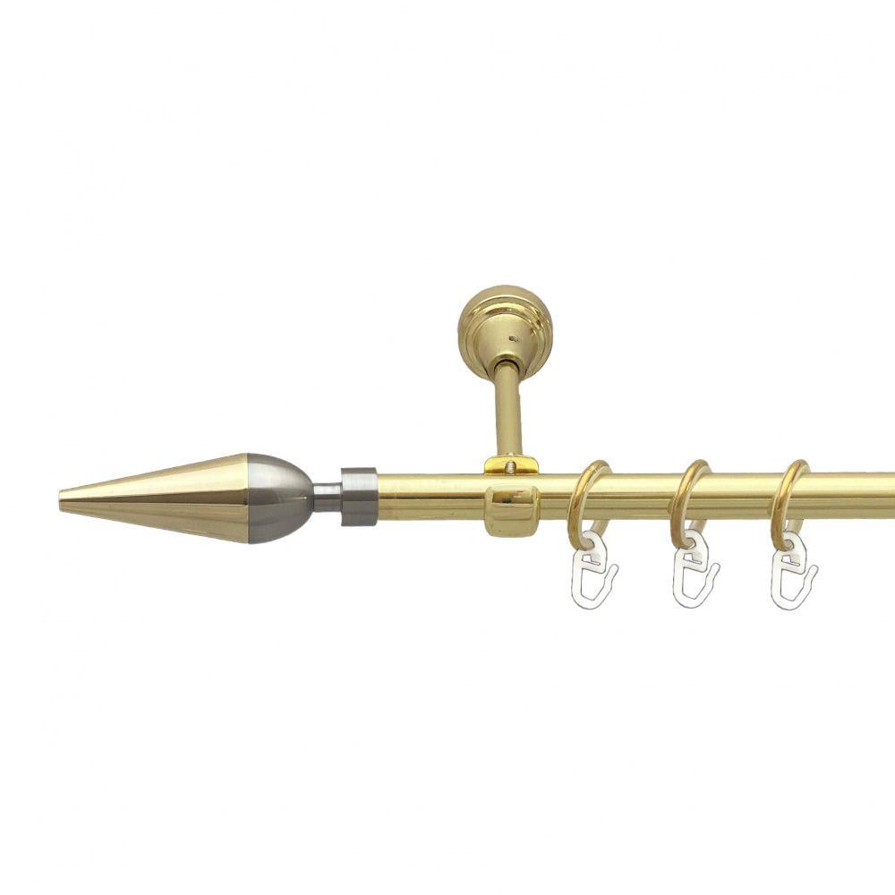 Карниз металлический Orvit Линнея однорядный открытый/гладкая труба/кольцо металлическое Золото 16 мм 240 см (00-00014085)