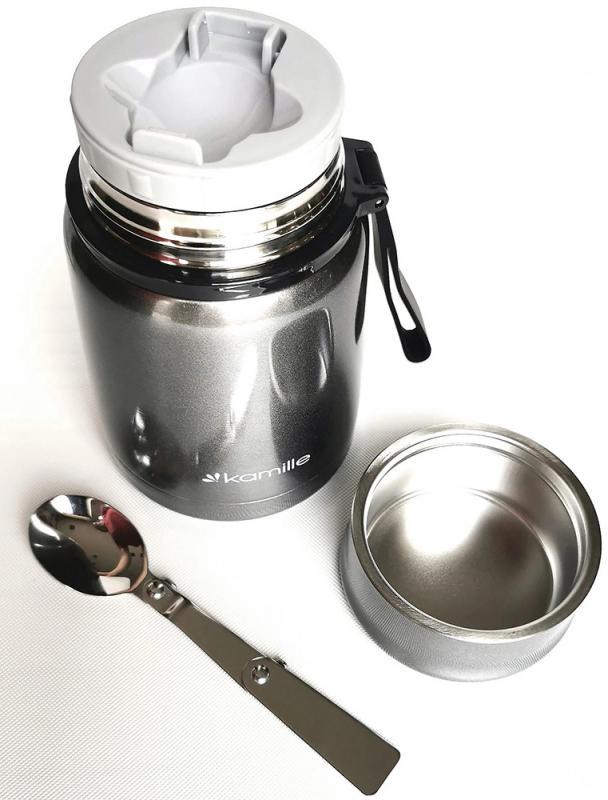 Термос пищевой Kamille из нержавеющей стали 530 мл Серебряный - фото 5