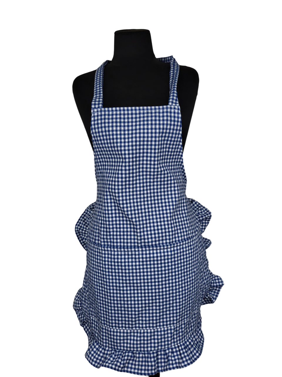 Фартук кухонный в клетку с карманами Голубовато-белый (1625) Фартук кухонный в клетку с карманами Голубовато-белый (1625)