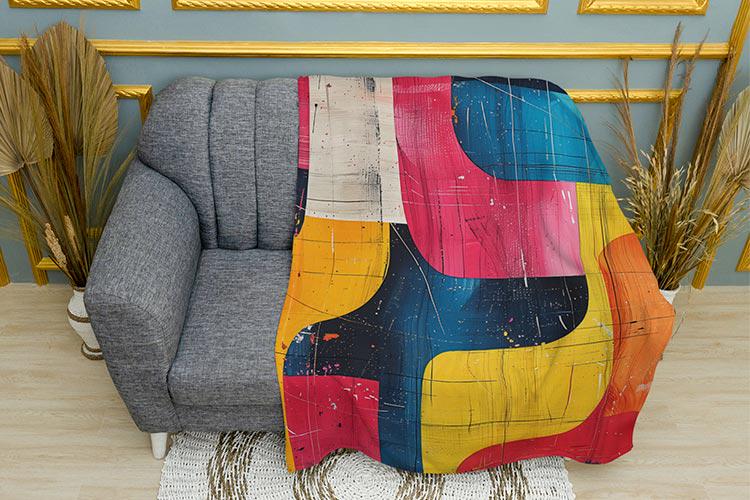 Плед Абстрактные цветные узоры плюш двухслойный 135х150 см (114259-2)