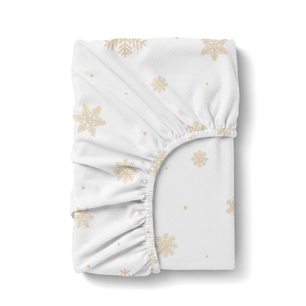 Простирадло на гумці Cosas SNOWFLAKES GOLD фланель 140х200х20 см (4822052475669)