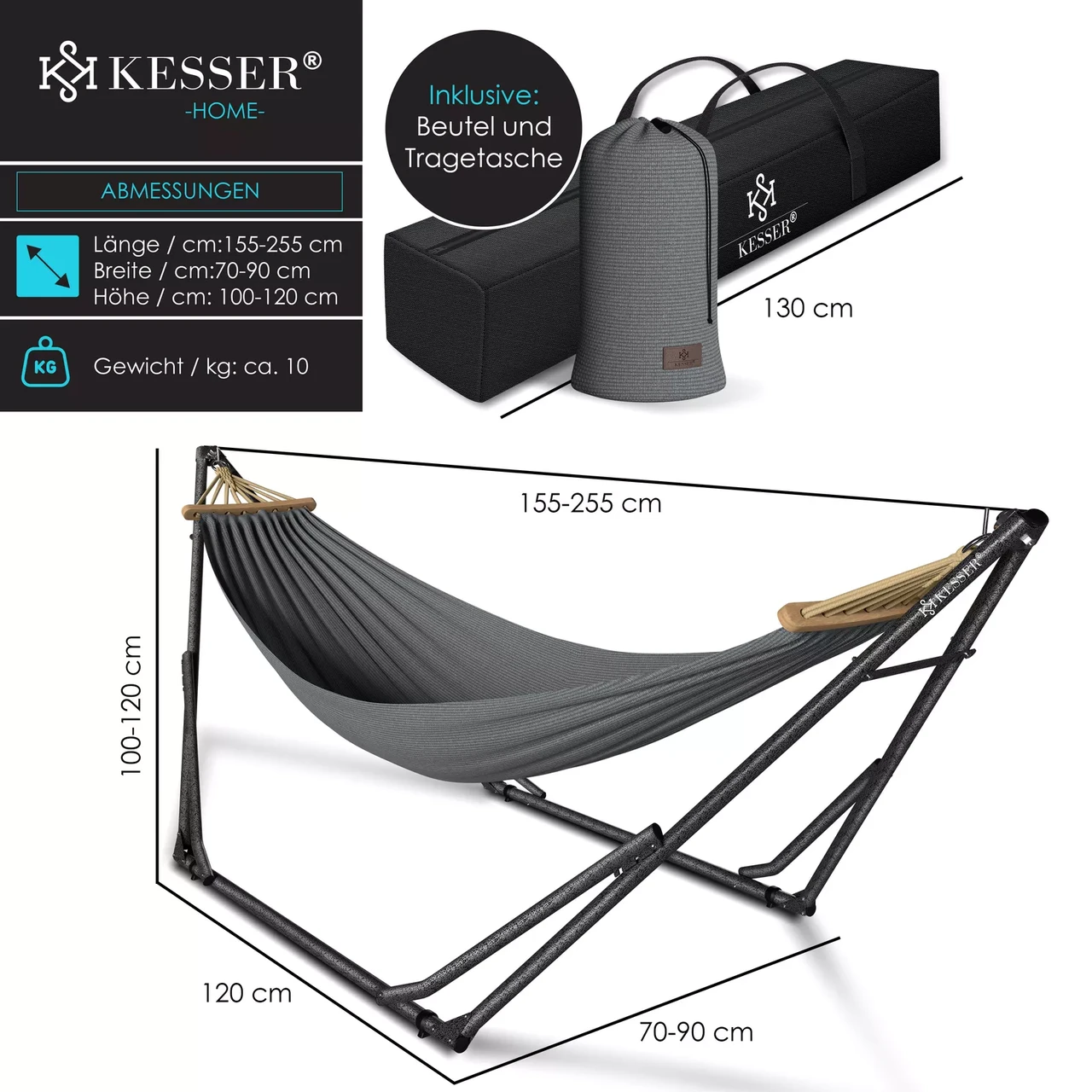 Гамак подвесной для сада и дачи KESSER 200 кг 360x120x115 см (4260729115607) - фото 3 Гамак подвесной для сада и дачи KESSER 200 кг 360x120x115 см (4260729115607) - фото 3