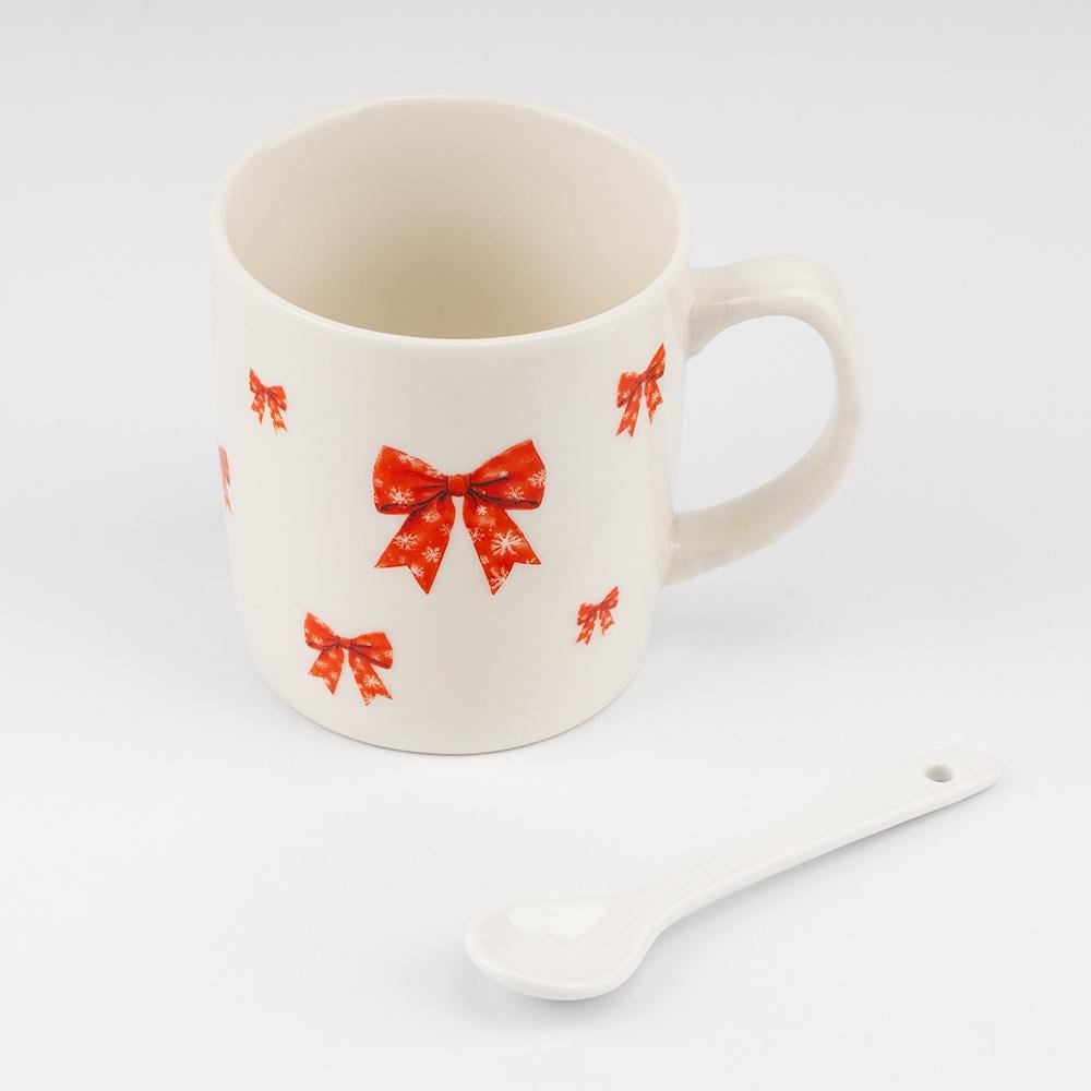 Чашка з ложечкою Різдвяні бантики 200 мл (9250-012) - фото 5 Чашка з ложечкою Різдвяні бантики 200 мл (9250-012) - фото 5