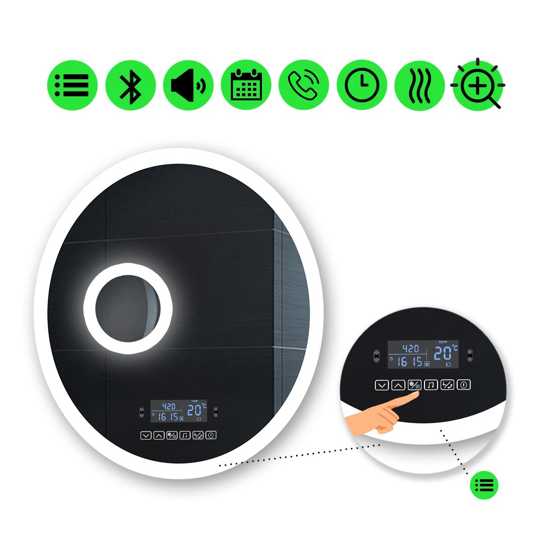 Зеркало с LED подсветкой Amor с Smart-блоком линзой с подсветкой и подогревом 100x100 см (Amor151)