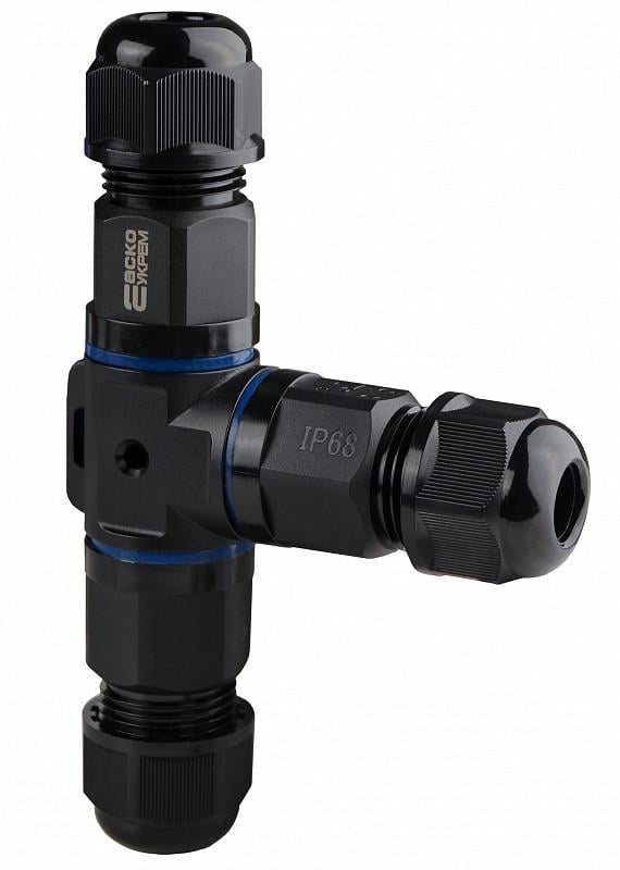 Соединитель кабельный АСКО-УКРЕМ CNP 312-Т 24А 2 контакта  ø 0,5-2,5 мм2 PG11 тип T полиамид IP68 (A0280010016)