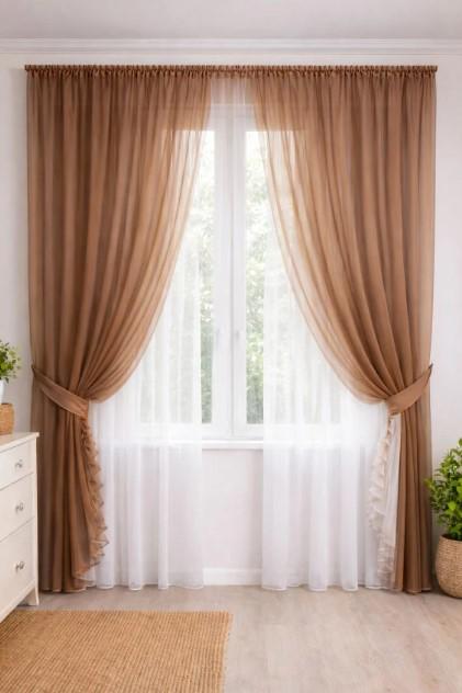 Комплект штор шифон 2,5x2,5м 4 шт. Коричневый (035дк 3)
