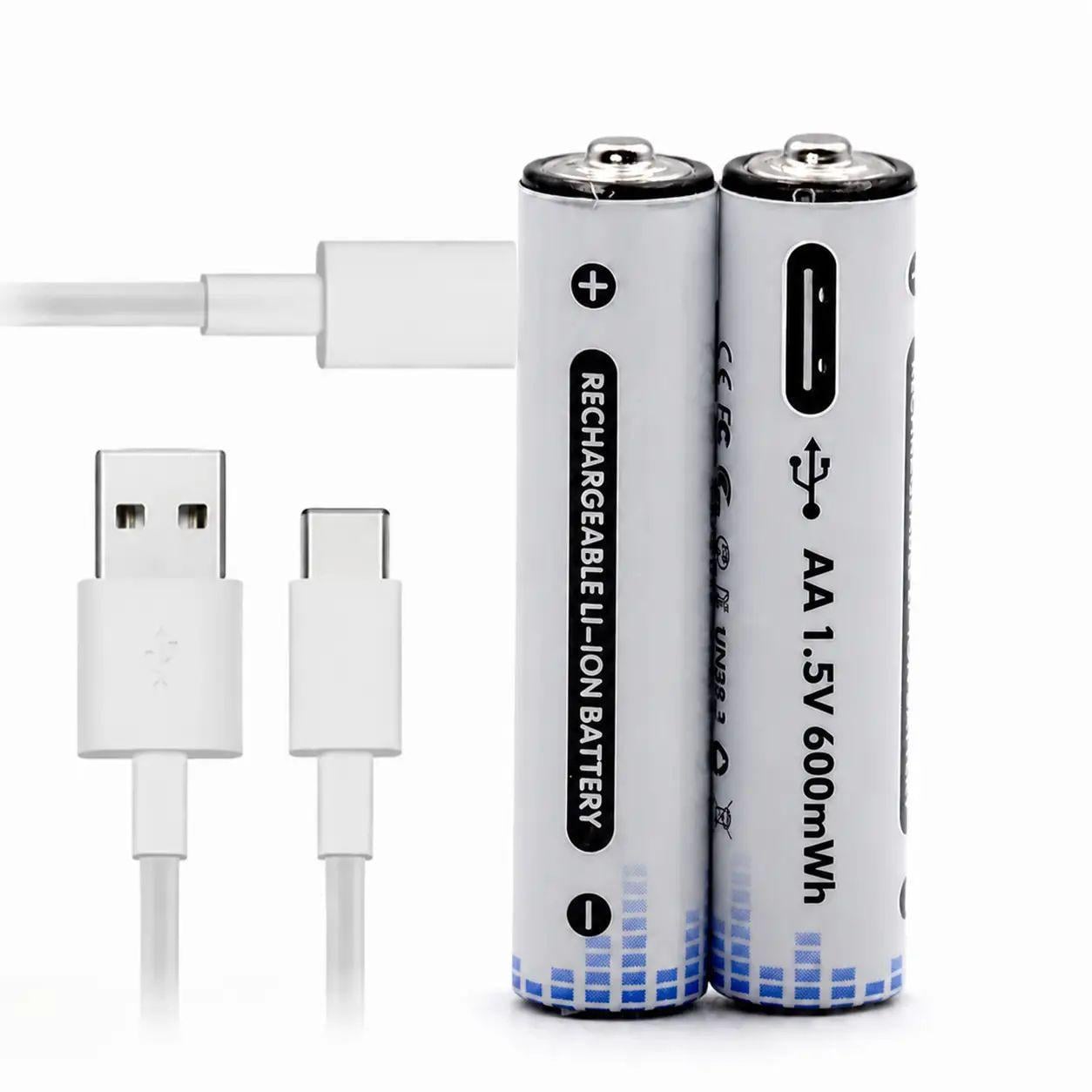 Комплект аккумуляторных батареек Kingtianli с разъемом USB Type-C AA 2 шт. 1,5V 3500 mAh (10597)