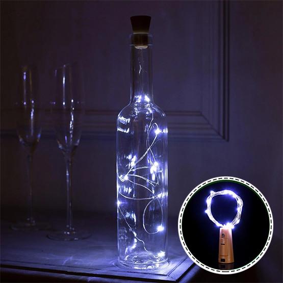 Гирлянда нить на батарейках Роса с пробкой 20LED белый свет